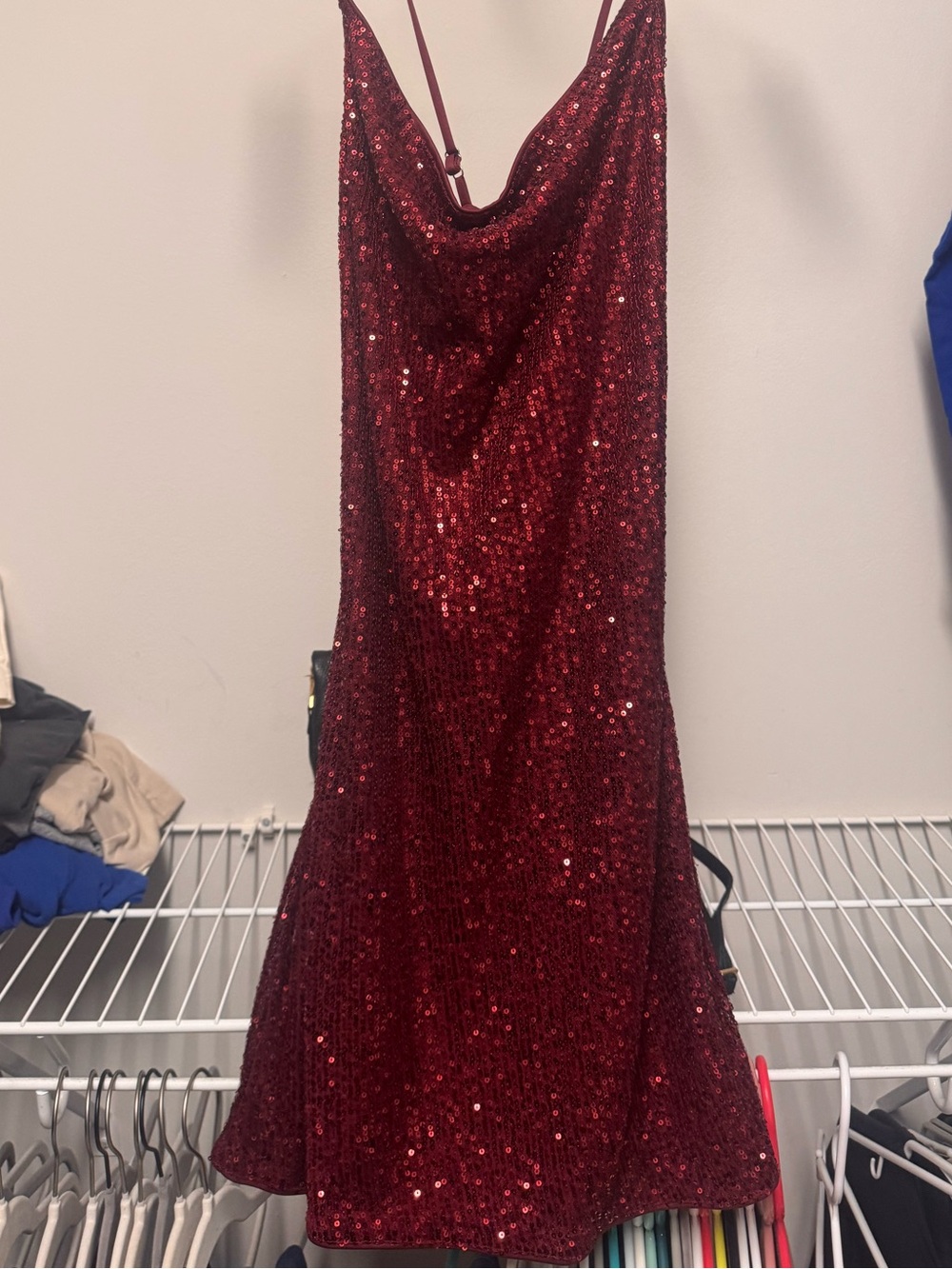 Women’s Red Sequin Slip Dress